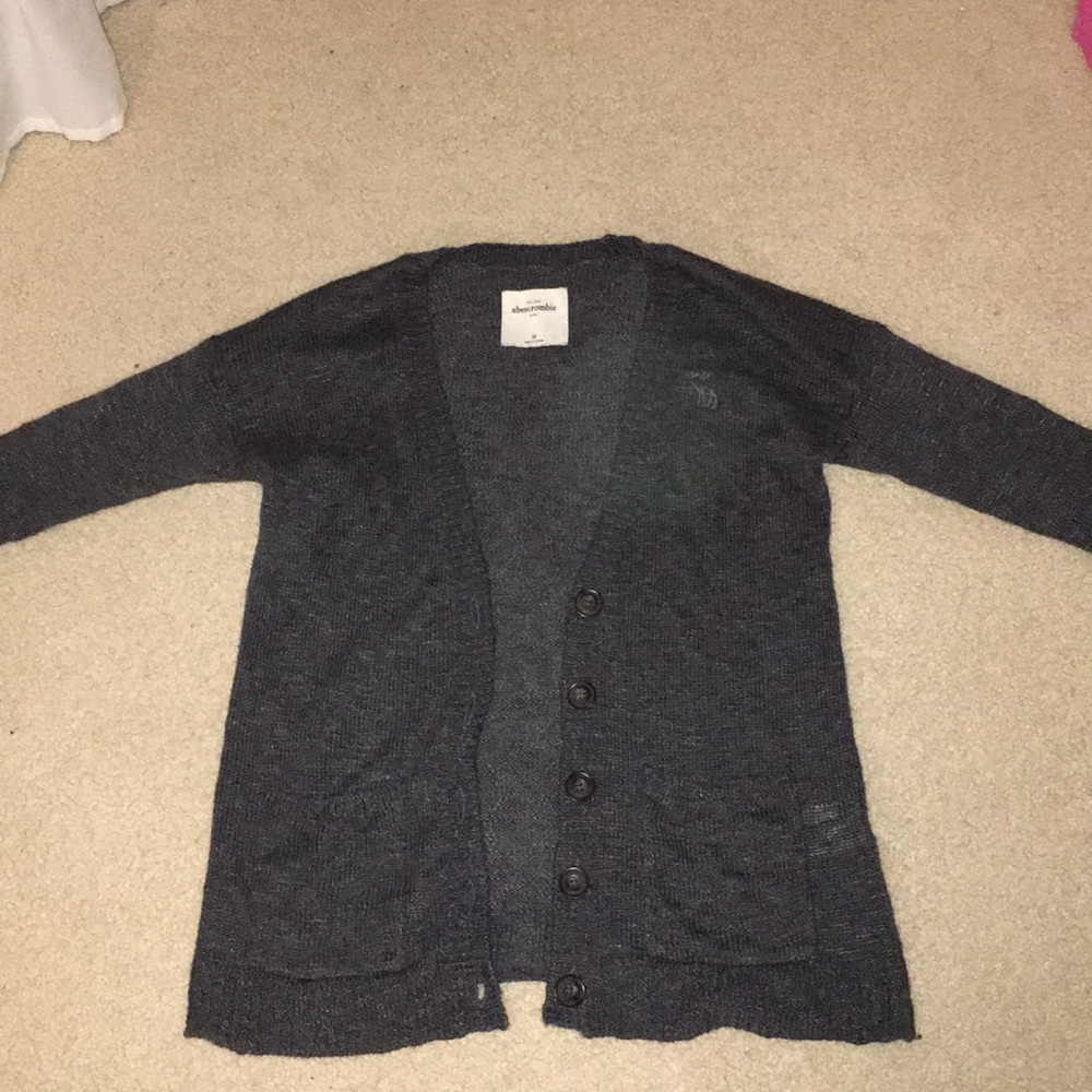 Abercrombie kids Heather gray button up cardigan